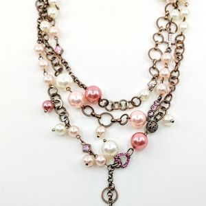 Triple Strand Pearl Necklace & Earrings